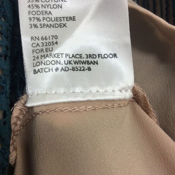 Maeve Anthropologie Womens Elsa Lace Peplum Cap Sleeve Dress Teal Blue Size XS - Picture 10 of 11